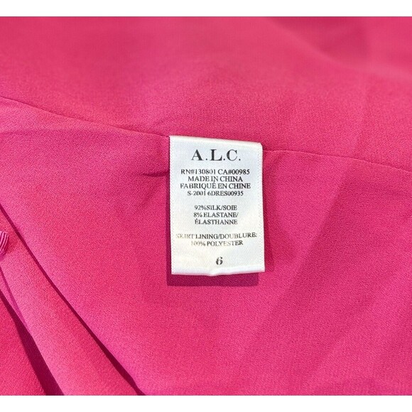 A.L.C. Womens Dress Pink Mini Enzo Silk Wrap Surplice V Neck Designer Size 6 - Picture 10 of 11